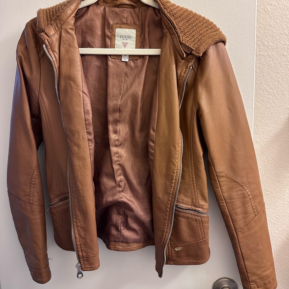 Guess Brown Faux Leather Jacket